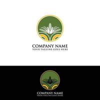 design de logotipo vetorial para agricultura, agronomia, cultivo de trigo, campos agrícolas rurais, colheita natural vetor