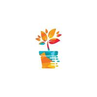 vaso de flores e design de logotipo de planta. design de logotipo de vetor de crescimento.
