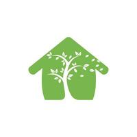 design de logotipo de casa na árvore. empresa e negócios mínimos do logotipo da casa na árvore. modelo de design de vetor de casa ecológica.