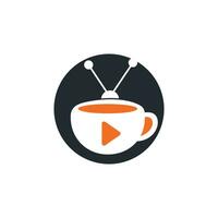 design de logotipo de vetor de televisão de café. caneca de café e conceito de logotipo de ícone de televisão.