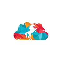 design de logotipo de vetor de nuvem de cavalo. cavalo criativo e design de ícone de nuvem.
