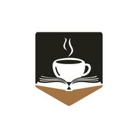 design de logotipo de vetor de livro de café. logotipo icônico da loja de livros de chá.