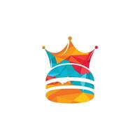 design de logotipo de vetor de hambúrguer rei. hambúrguer com conceito de logotipo de ícone de coroa.