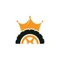 pneu rei design de logotipo de vetor. logotipo do pneu da coroa. vetor