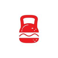 design de logotipo de vetor de hambúrguer forte. ícone de haltere e hambúrguer.