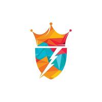 design de logotipo de vetor de parafuso rei. conceito do logotipo da coroa do trovão.