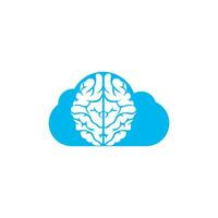 ícone de vetor de design de logotipo de cérebro em nuvem. logotipo do cérebro digital.