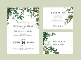 convite de casamento simples minimalismo de planta floral vetor