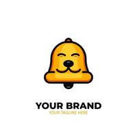 ícone de logotipo de sino de animal de estimação de animal dourado ilustração de rosto de sorriso fofo vetor