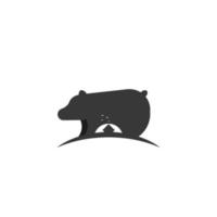 logotipo de silhueta de urso simples com espaço negativo da casa do pôr do sol vetor