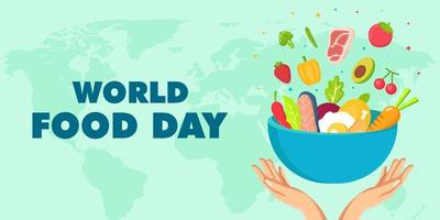 ilustrações de banner horizontal do dia mundial da comida plana vetor
