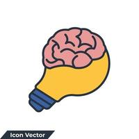 ilustração em vetor conhecimento ícone logotipo. modelo de símbolo de lâmpada e cérebro para coleção de design gráfico e web