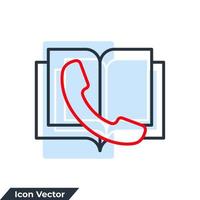 apoio de aprendizagem ilustração em vetor logotipo ícone. modelo de símbolo de livro e telefone para coleção de design gráfico e web