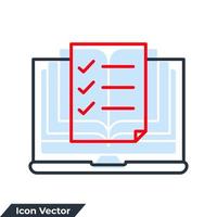 ilustração em vetor logotipo ícone teste on-line. laptop com modelo de símbolo de pesquisa de formulário online para coleção de design gráfico e web