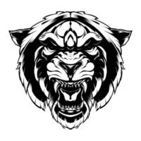 o vetor preto e branco do tigre errante