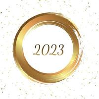 cartaz de cartão de feliz ano novo 2023. confete. quadro de círculo. vetor