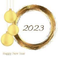 cartaz de cartão de feliz ano novo 2023. confete. quadro de círculo. vetor