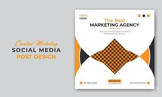 post de mídia social de agência de marketing digital de negócios criativos ou modelo de design de banner da web vetor
