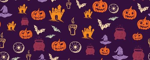 símbolos de halloween ilustrações desenhadas à mão vetor