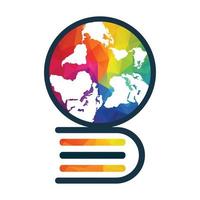 conceito de logotipo de educação com ícone de livro e globo. logotipo de educação internacional com globo e sinal de livro. vetor