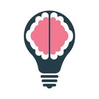 cérebro criativo com vetor de lam de lâmpada de ideia. pense no modelo de vetor de logotipo.