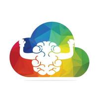 cérebro de boxe em design de conceito de logotipo de forma de nuvem. design de vetor de logotipo de cérebro em nuvem.