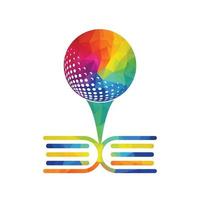 livro vetor de design de logotipo de golfe. elemento de design de logotipo de ícone de livro de golfe