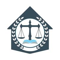 design de logotipo de casa de lei. logotipo do direito de propriedade, símbolo imobiliário e direito. vetor
