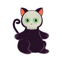 gato de halloween com máscara de caveira vetor