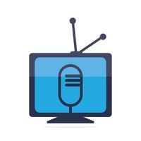 design de logotipo de vetor de podcast de tv. ícone de podcast de televisão. conceito de logotipo de podcast de vídeo digital.