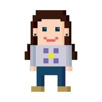 sorriso mulher pixel 8 bits vetor