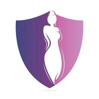 modelo de design de logotipo de moda mulher bonita. logotipo de beleza natural, ioga e massagem. vetor