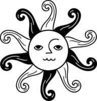 ilustração de sol de estilo boho desenhada à mão vetor