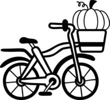 abóbora desenhada de mão carregando ilustração de bicicleta vetor