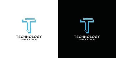 vetor de logotipo de tecnologia letra inicial t