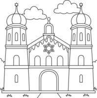 página para colorir da igreja judaica de hanukkah para crianças vetor