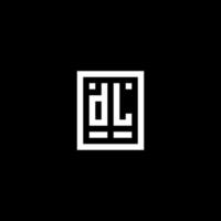 dl logotipo inicial com estilo de forma retangular quadrada vetor