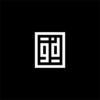 logotipo inicial gd com estilo de forma retangular quadrada vetor