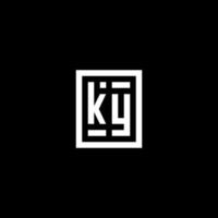 ky logotipo inicial com estilo de forma retangular quadrada vetor