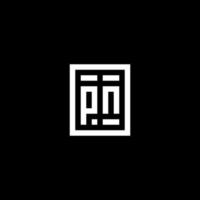 pn logotipo inicial com estilo de forma retangular quadrada vetor
