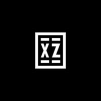 xz logotipo inicial com estilo de forma retangular quadrada vetor