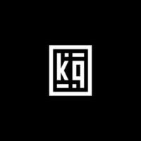 kq logotipo inicial com estilo de forma retangular quadrada vetor