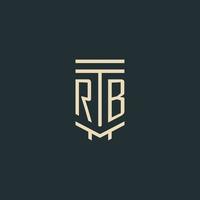 rb monograma inicial com designs de logotipo de pilar de arte de linha simples vetor