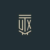 ux monograma inicial com designs de logotipo de pilar de arte de linha simples vetor
