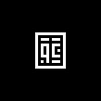 qc logotipo inicial com estilo de forma retangular quadrada vetor
