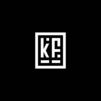kf logotipo inicial com estilo de forma retangular quadrada vetor