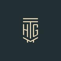 hg monograma inicial com designs de logotipo de pilar de arte de linha simples vetor