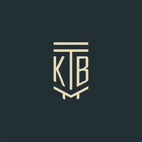 kb monograma inicial com designs de logotipo de coluna de arte de linha simples vetor