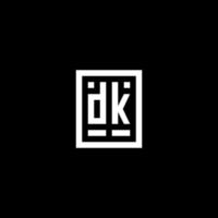 logotipo inicial dk com estilo de forma retangular quadrada vetor