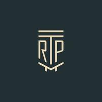 monograma inicial de rp com designs de logotipo de pilar de arte de linha simples vetor